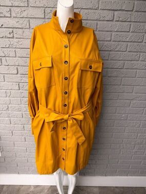 NY & Company Women’s Yellow Faux Utility Leather Jacket Size XL